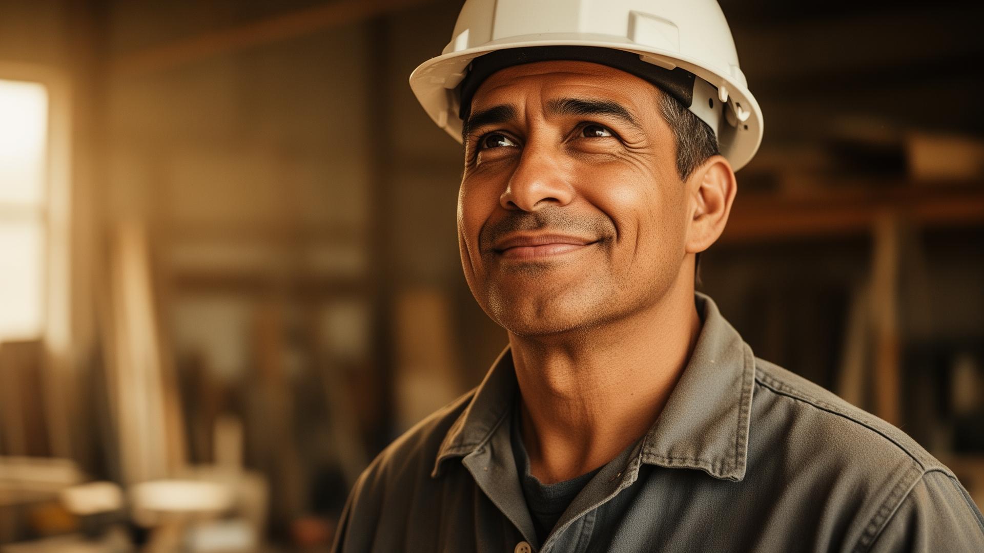 A worker smiling, ready for a new career